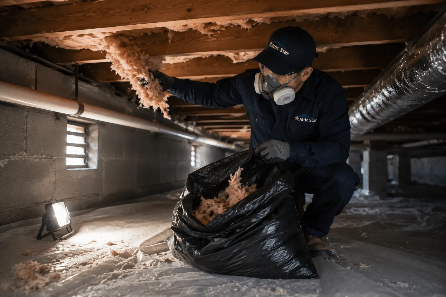 Crawl space insulation removal and replacement hero