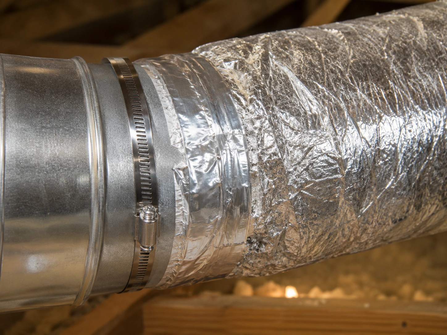 Close Detail of Repaired Duct Joint and Clamp