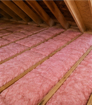 Complete Even Batt Insulation Coverage Across Attic Floor