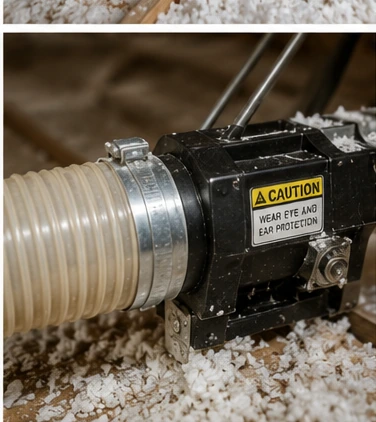 Inspect Blowing Hose and Equipment During Attic Installation