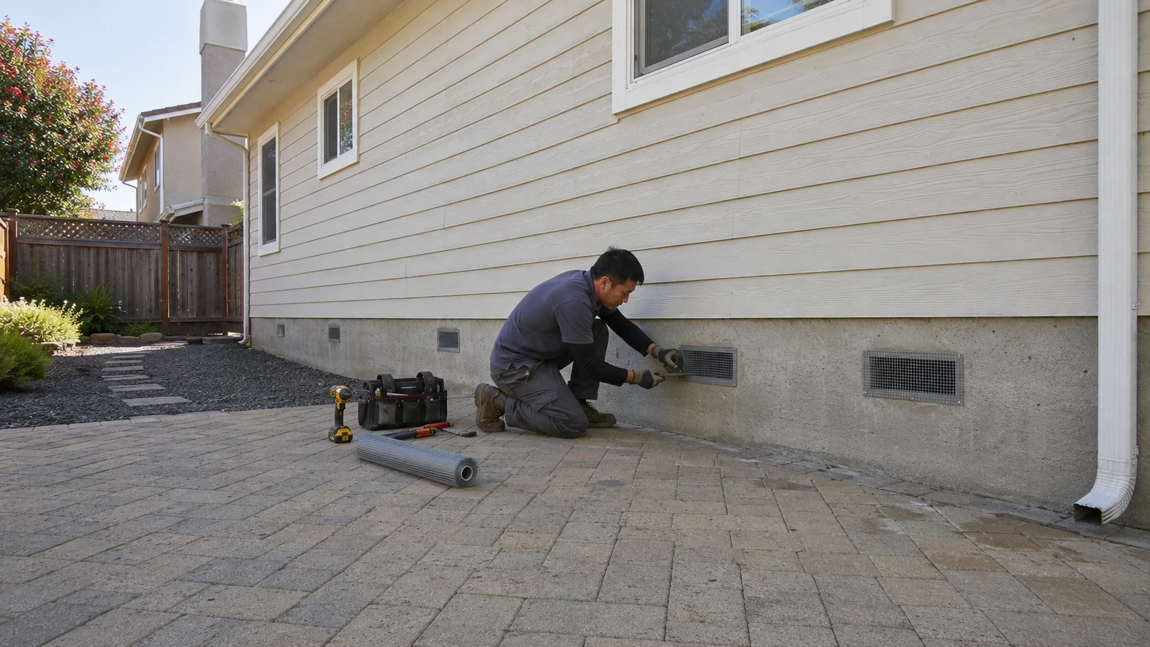 Check Crawl Space Entry Points and Rodent Control Barriers