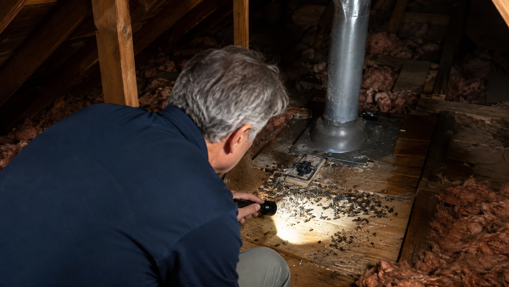 Bag Rodent Nest Debris from Crawlspace Cleanup