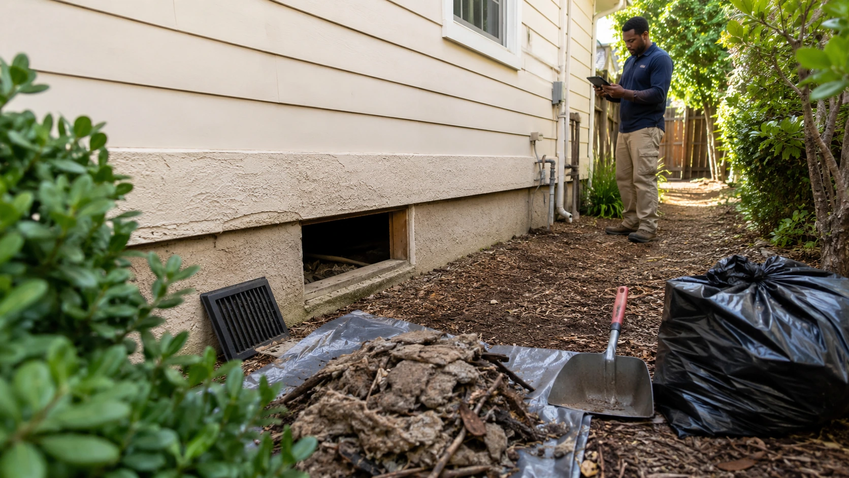 Document Side Yard Cleanup After Rodent Removal Service